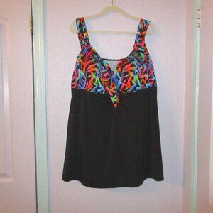 Longitude One Piece Swim Dress Size 30 Tummy Control Long Torso Wire Free NWT